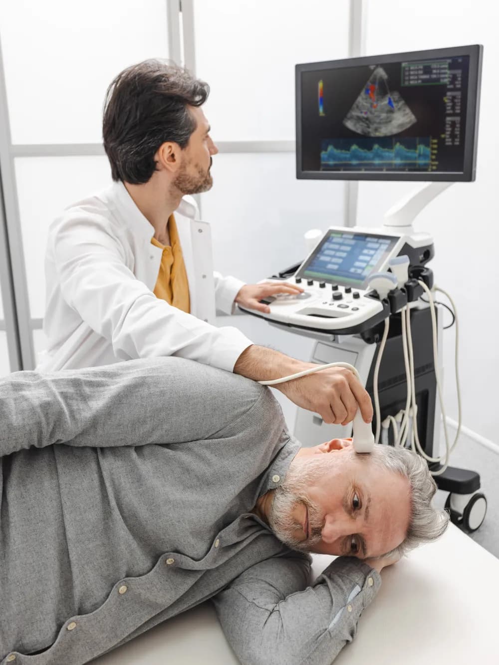 Médico de SOLÉ VITAL realizando una ecografía a un paciente